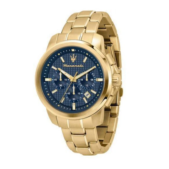 Maserati Successo Chronograph Blue Dial Gold Steel Strap Watch For Men - R8873621021 Buy Now By Maserati