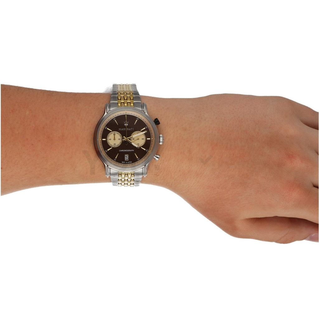 Maserati Legend Chronograph Brown Dial Two Tone Steel Strap Watch For Men - R8873638003 Buy Now By Maserati