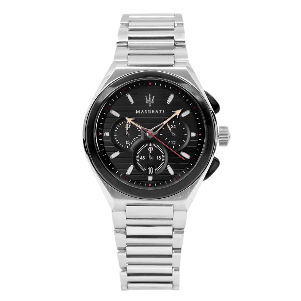 Maserati Triconic Chronograph Black Dial Silver Steel Strap Watch For Men - R8873639002 Buy Now By Maserati