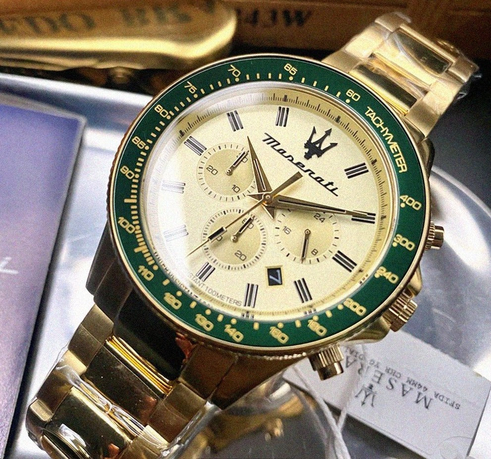 Maserati SFIDA Quartz Yellow Dial Gold Strap Watch For Men - R8873640005 Buy Now By Maserati