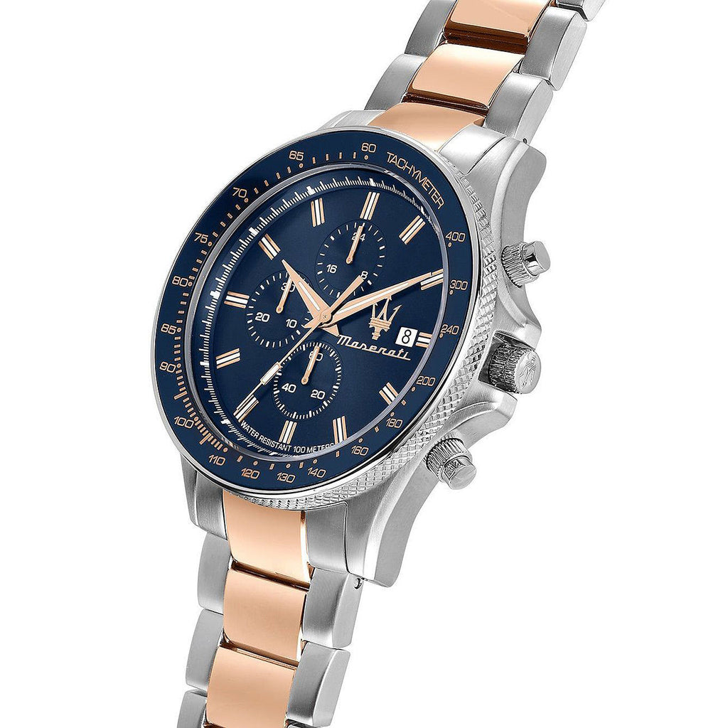 Maserati SFIDA Chronograph Blue Dial Two Tone Steel Strap Watch For Men - R8873640012 Buy Now By Maserati