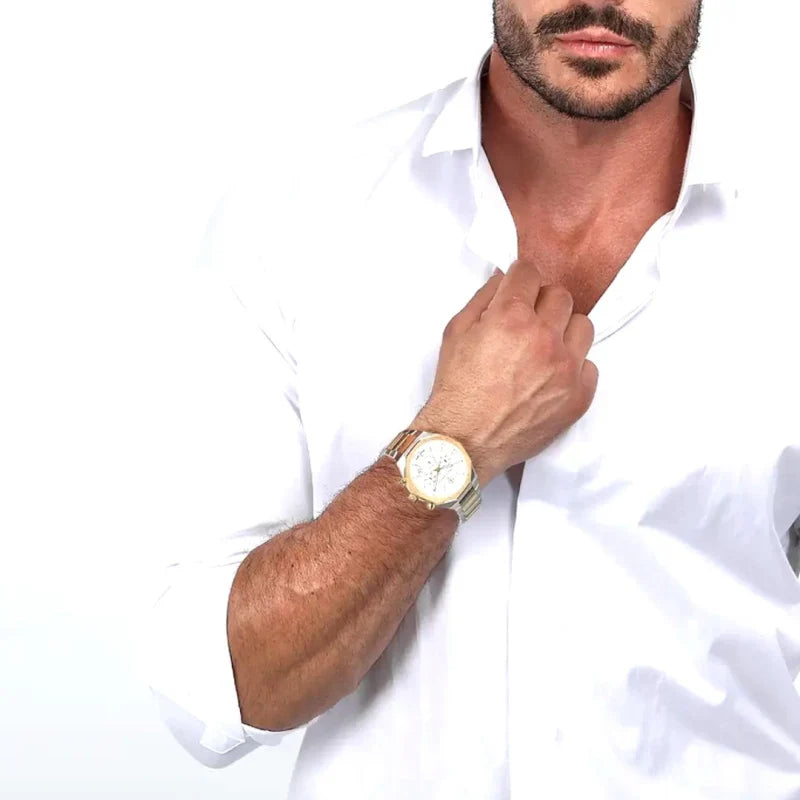 Maserati Stile Chronograph White Dial Two Tone Steel Strap Watch For Men - R8873642009 Buy Now By Maserati