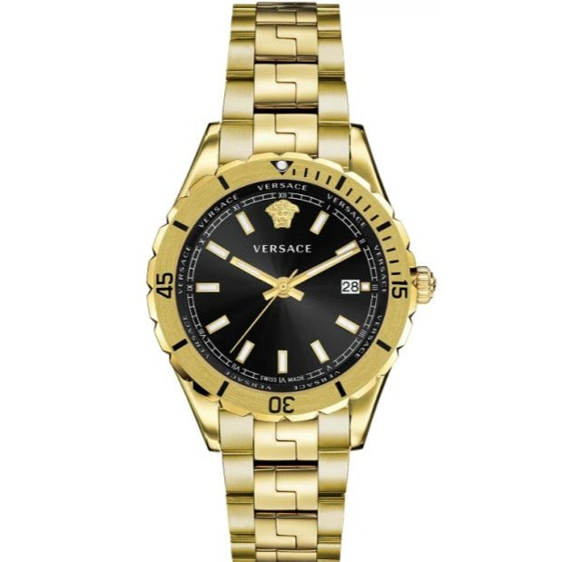 Versace Hellenyium Quartz Black Dial Gold Steel Strap Watch For Men - VE3A00820 Buy Now By Versace