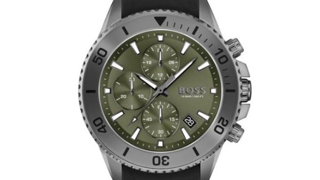 Hugo Boss Admiral Green Dial Black Silicon Rubber Strap Watch for Men - 1513967 Buy Now By Hugo Boss