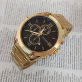 Guess Optic Multifunction Black Dial Gold Steel Strap Watch for Men - W0193G1 Buy Now By Guess