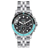 Fossil FB-01 Chronograph Black Dial Silver Steel Strap Watch for Men - FS5827 Buy Now By Fossil