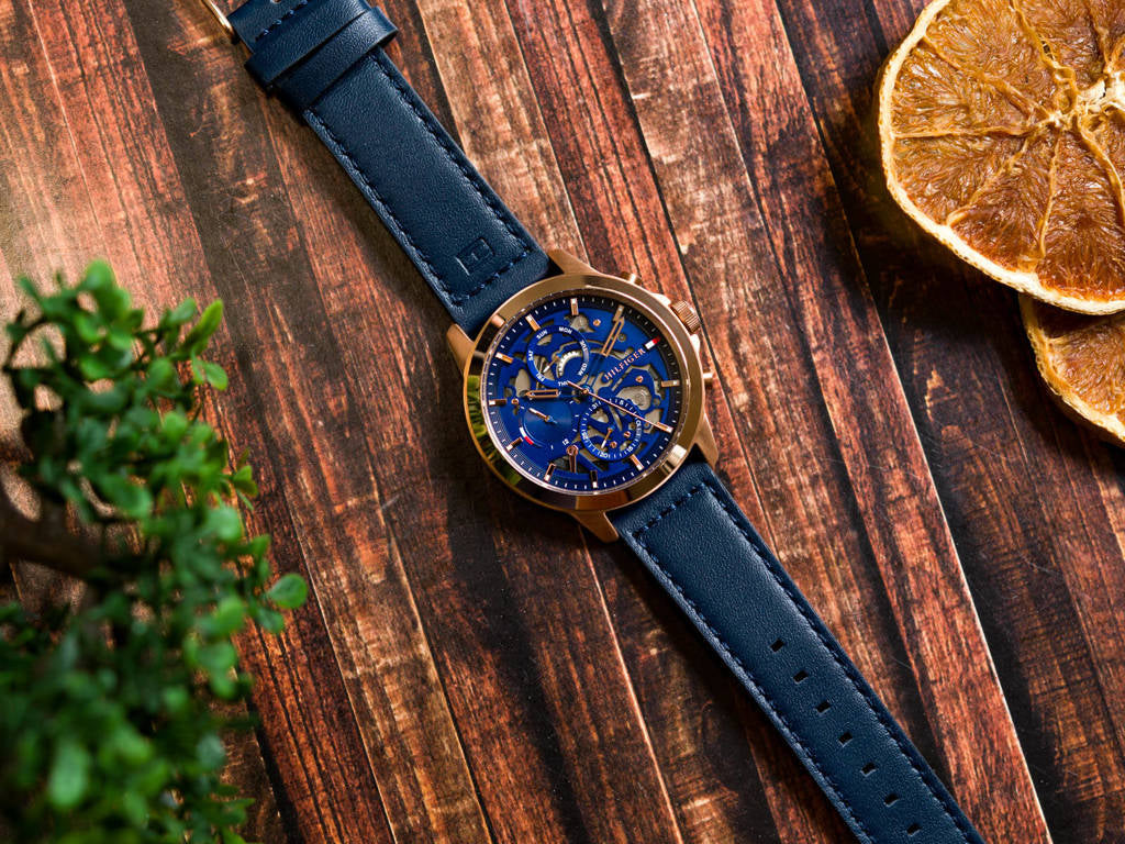 Tommy Hilfiger Henry Chronograph Quartz Blue Dial Blue Leather Strap Watch For Men - 1710475 Buy Now By Tommy Hilfiger