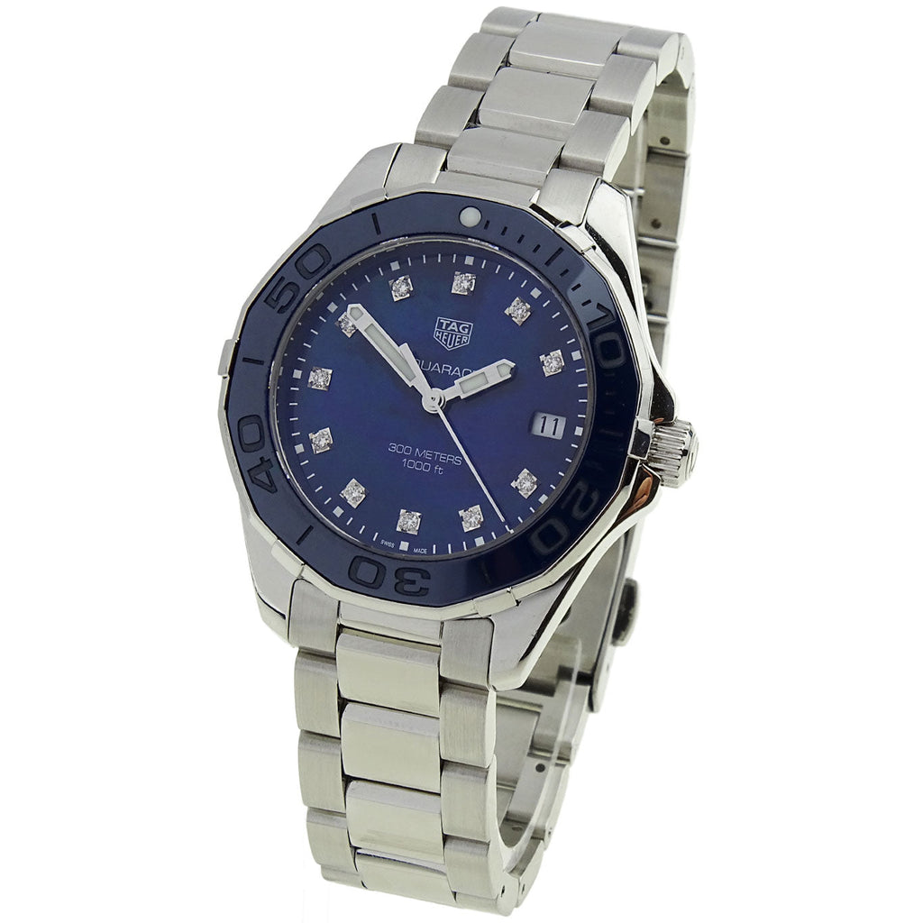 Tag Heuer Aquaracer Diamonds Blue Dial Silver Steel Strap Watch for Women - WAY131L.BA0748 Buy Now By Tag Heuer