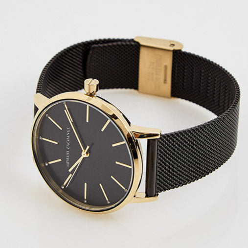 Armani Exchange Lola Three Hand Black Dial Black Mesh Strap Watch For Women - AX5548 Buy Now By Armani Exchange