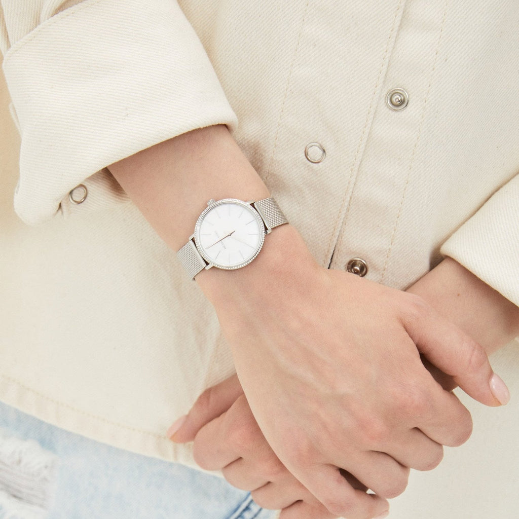 Michael Kors Pyper Quartz Mother of Pearl White Dial Silver Mesh Strap Watch For Women - MK4618 Buy Now By Michael Kors