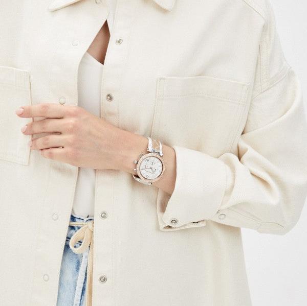 Michael Kors Parker Chronograph White Dial Two Tone Leather Strap Watch For Women - MK6950 Buy Now By Michael Kors