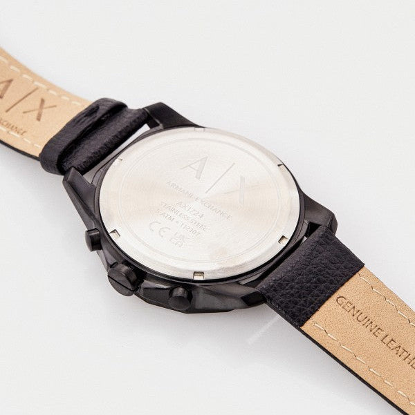 Armani Exchange Banks Chronograph Black Dial Black Leather Strap Watch For Men - AX1724 Buy Now By Armani Exchange