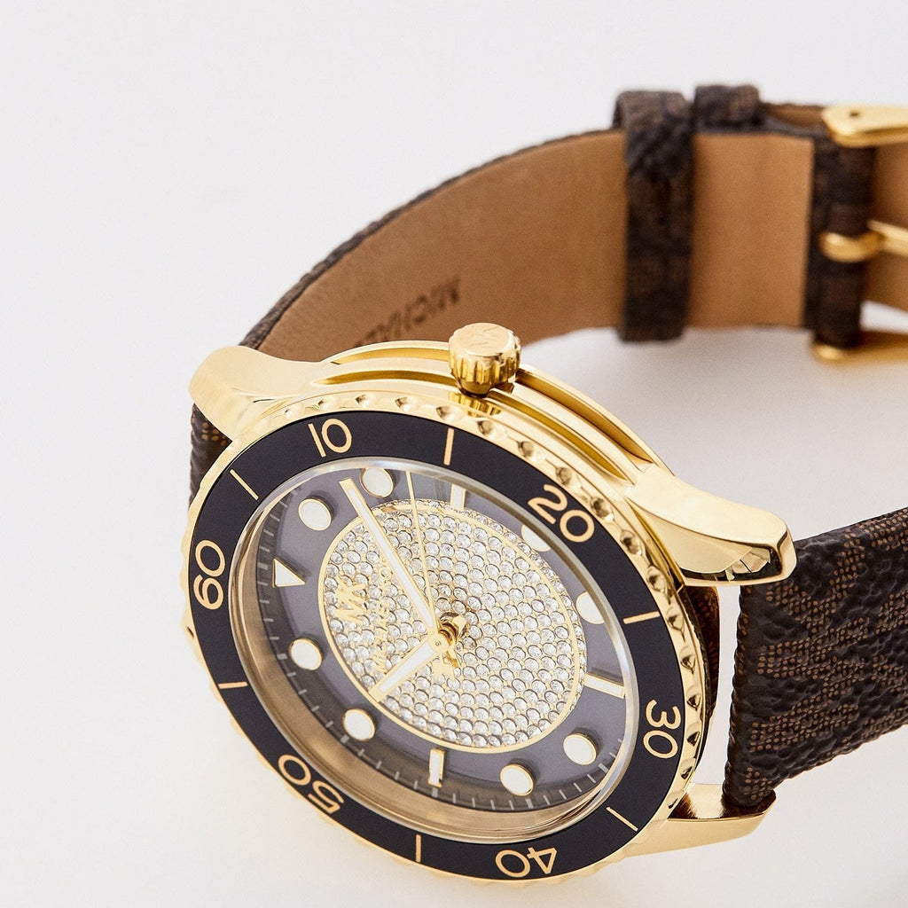 Michael Kors Runway Quartz Black Dial Brown Leather Strap Watch For Women - MK6979 Buy Now By Michael Kors