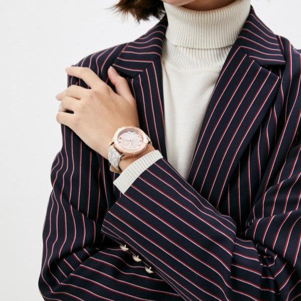 Michael Kors Runway Quartz Rose Gold Dial White Leather Strap Watch For Women - MK6980 Buy Now By Michael Kors