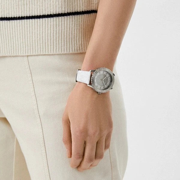 Michael Kors Runway Three Hand White Dial White Leather Strap Watch For Women - MK6998 Buy Now By Michael Kors