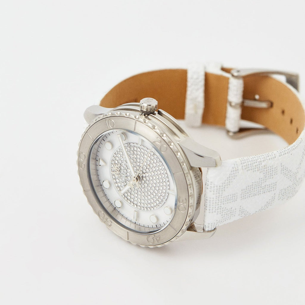 Michael Kors Runway Three Hand White Dial White Leather Strap Watch For Women - MK6998 Buy Now By Michael Kors