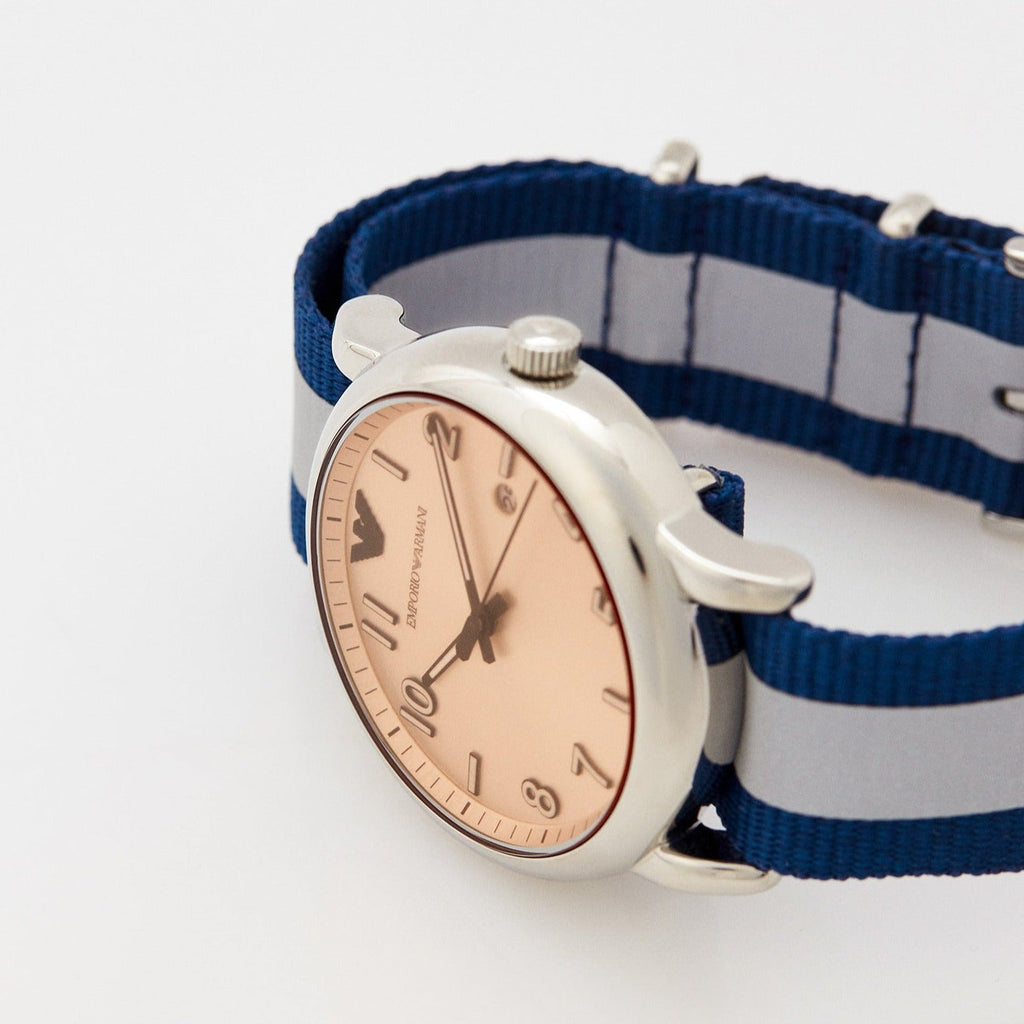 Emporio Armani Luigi Analog Beige Dial Two Tone NATO Strap Watch For Men - AR11212 Buy Now By Emporio Armani