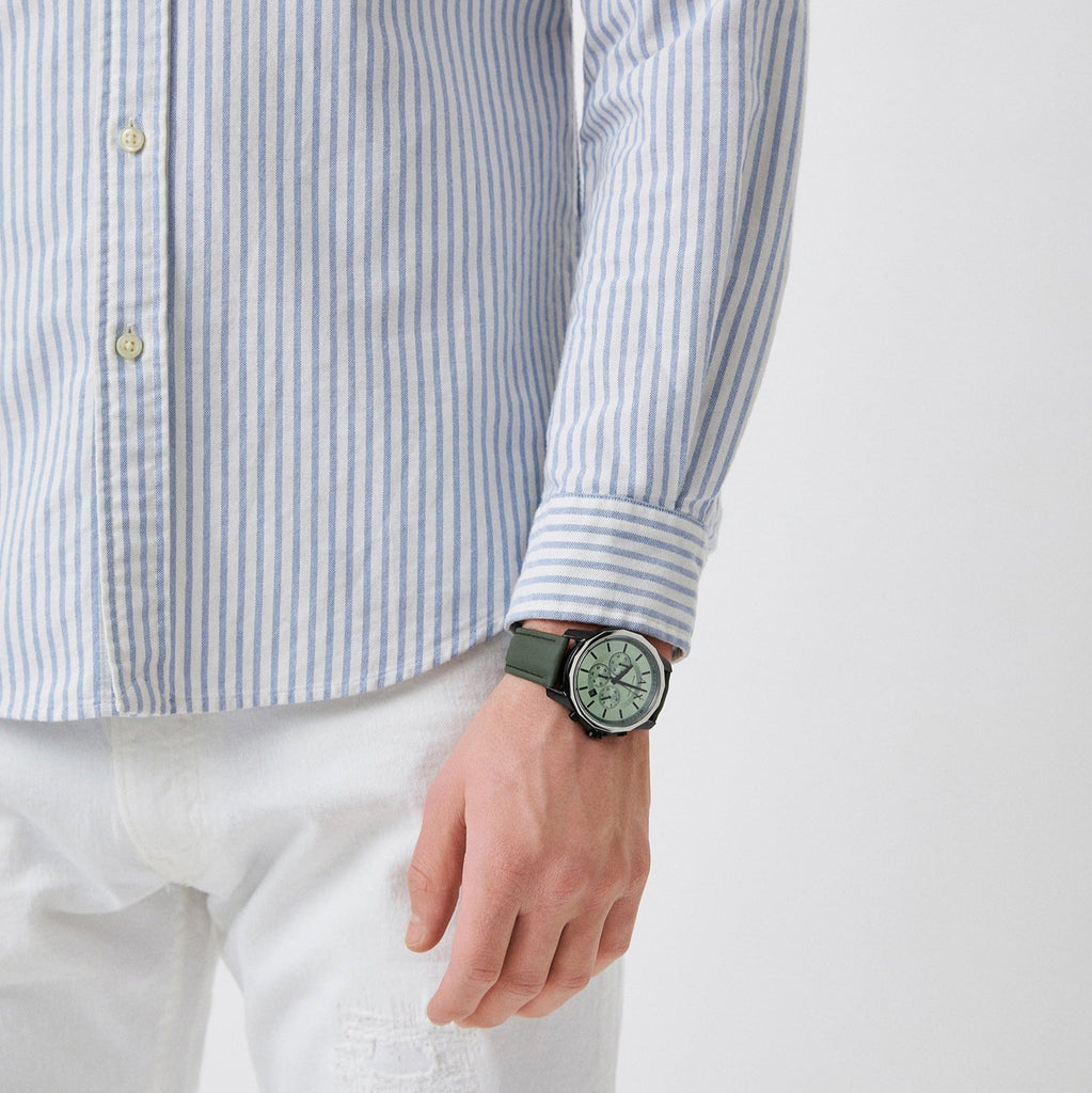 Armani Exchange Banks Chronograph Green Dial Green Leather Strap Watch For Men - AX1725 Buy Now By Armani Exchange