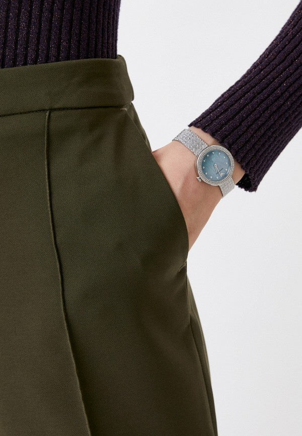 Emporio Armani Rosa Diamonds Mother of Pearl Blue Dial Silver Mesh Bracelet Watch For Women - AR11380 Buy Now By Emporio Armani