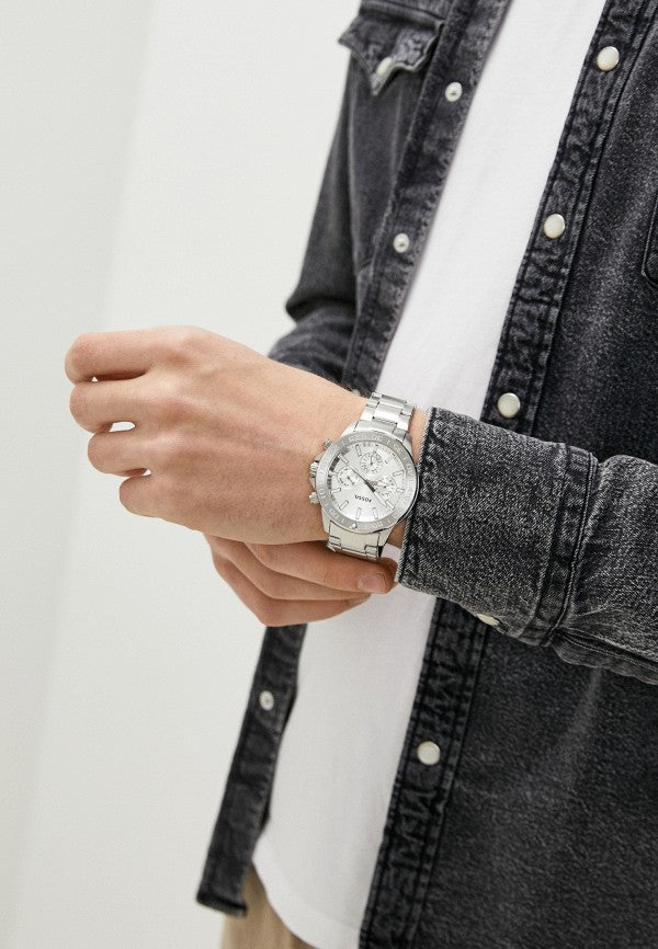 Fossil Bannon Multifunction Chronograph Silver Dial Silver Steel Strap Watch for Men - BQ2490 Buy Now By Fossil