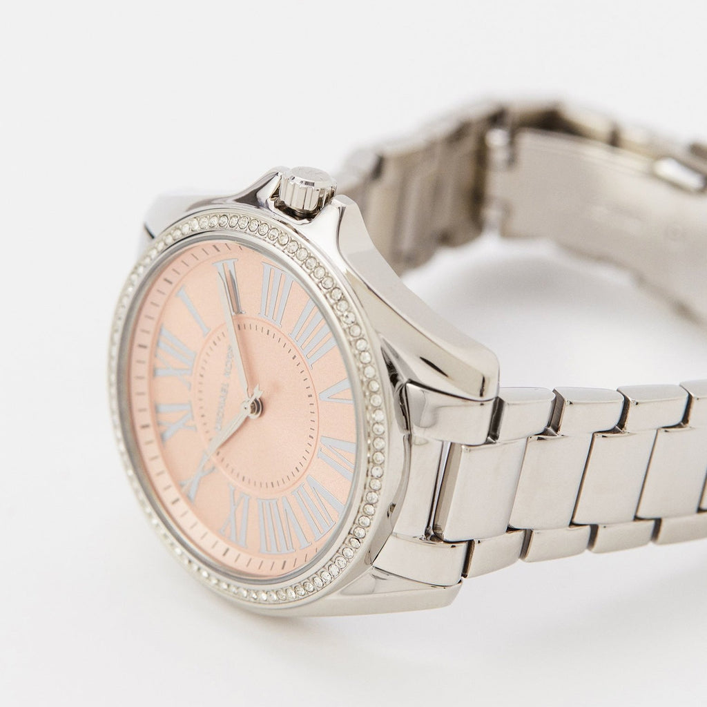 Michael Kors Kacie Three Hand Pink Dial Silver Steel Strap Watch for Women - MK6929 Buy Now By Michael Kors