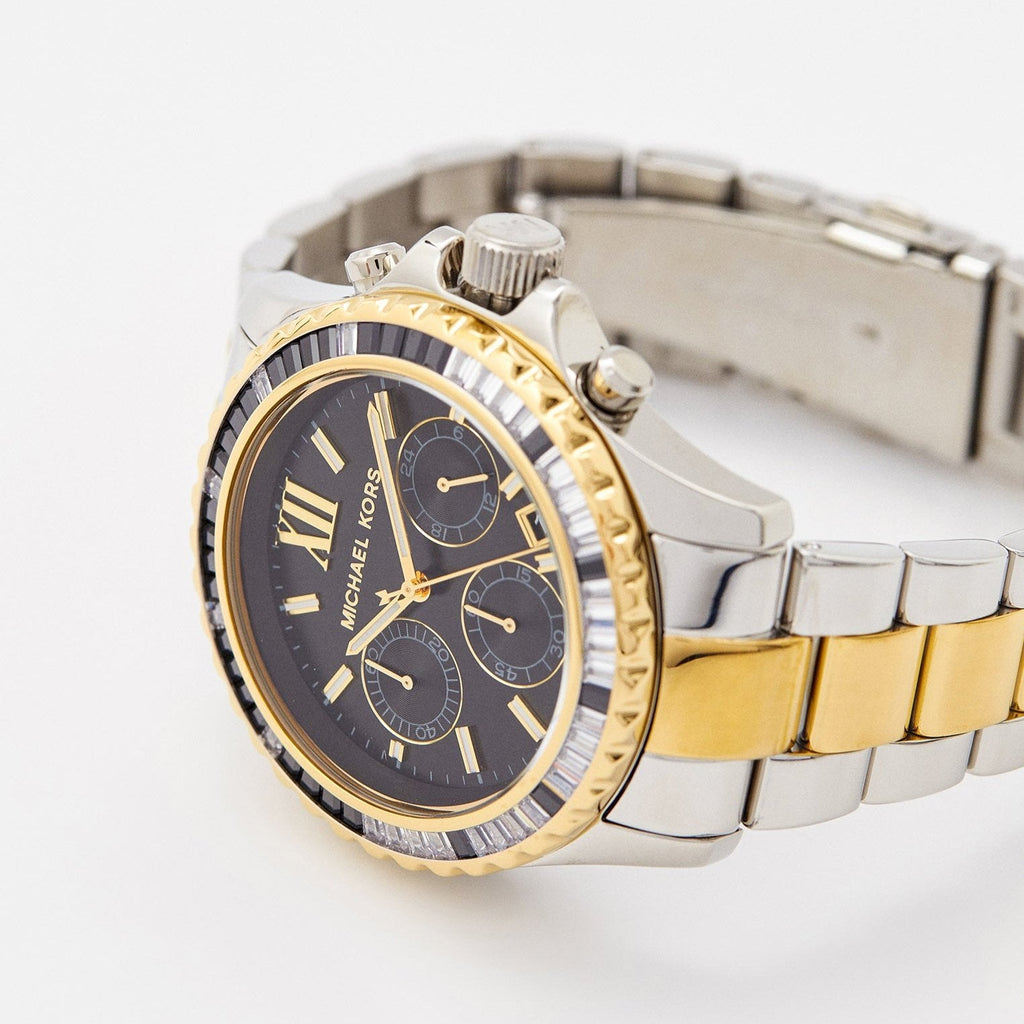 Michael Kors Everest Chronograph Black Dial Two Tone Steel Strap Watch For Women - MK7209 Buy Now By Michael Kors