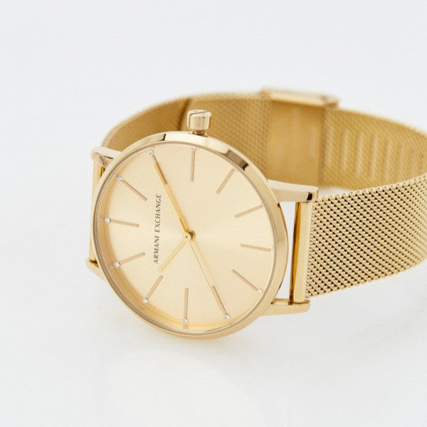 Armani Exchange Lola Analog Gold Dial Gold Mesh Strap Watch For Women - AX5536 Buy Now By Armani Exchange