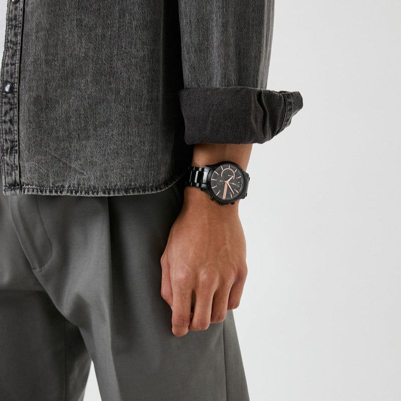 Armani Exchange Chronograph Black Dial Black Steel Strap Watch For Men - AX2429 Buy Now By Armani Exchange