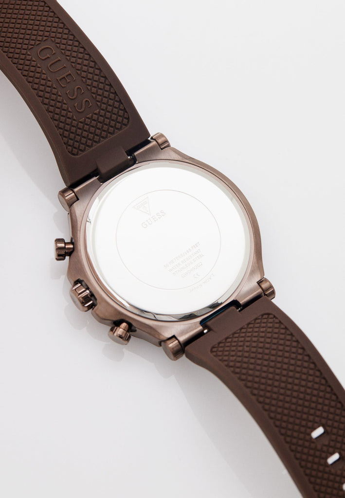 Guess Edge Chronograph Brown Dial Brown Leather Strap Watch For Men - GW0492G2 Buy Now By Guess