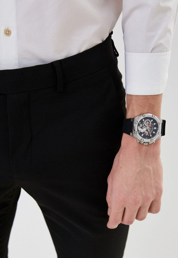 Guess Third Grear Multi Function Black Dial Black Rubber Strap Watch for Men- GW0334G1 Buy Now By Guess