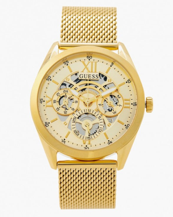 Guess Tailor Multifunction Gold Dial Gold Mesh Bracelet Watch for Men - GW0368G2 Buy Now By Guess