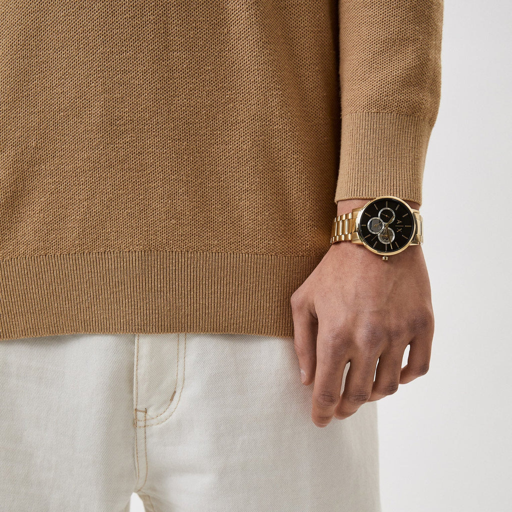 Armani Exchange Cayde Chronograph Black Dial Gold Steel Strap Watch for Men - AX2747 Buy Now By Armani Exchange