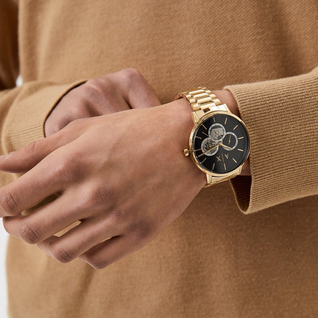 Armani Exchange Cayde Chronograph Black Dial Gold Steel Strap Watch for Men - AX2747 Buy Now By Armani Exchange