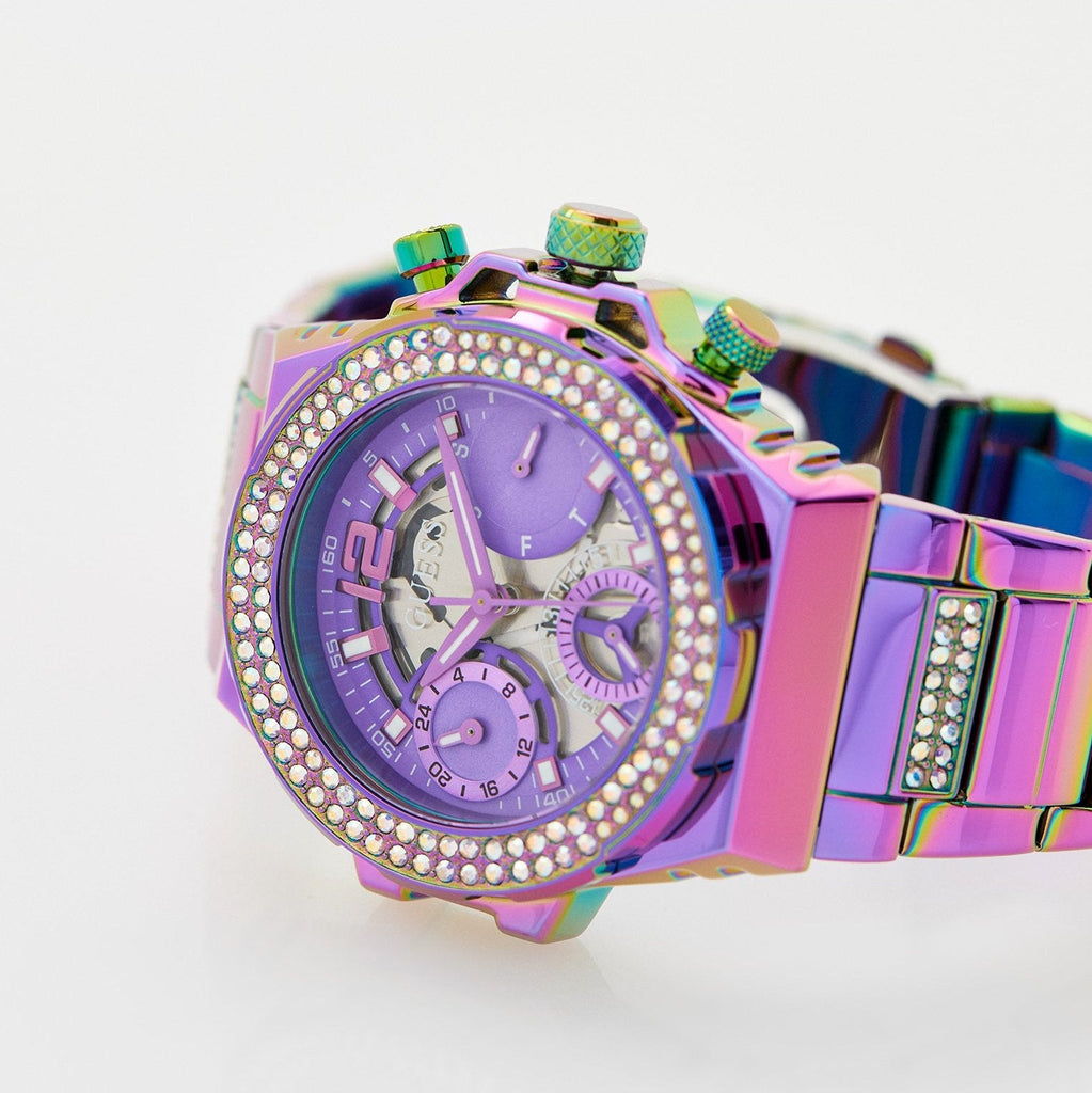 Guess Fusion Chronograph Purple Dial Purple Steel Strap Watch for Women - GW0552L4 Buy Now By Guess