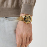 Guess Duke Glitz Crystals Gold Dial Gold Steel Strap Watch For Men - GW0576G2 Buy Now By Guess
