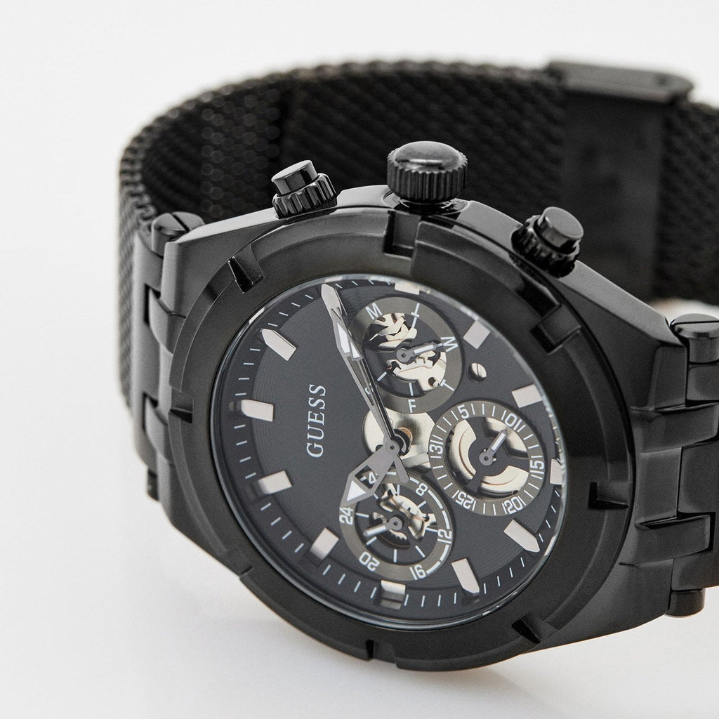 Guess Continental Chronograph Black Dial Black Mesh Strap Watch For Men - GW0582G3 Buy Now By Guess