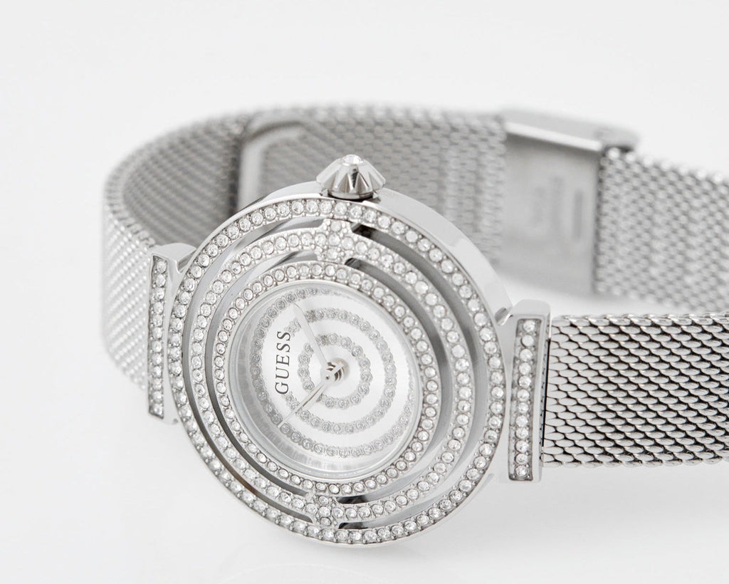 Guess Dream Crystals Silver Dial Silver Mesh Strap Watch For Women - GW0550L1 Buy Now By Guess