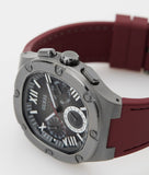 Guess Headline Multifunction Grey Dial Burgundy Silicone Strap Watch For Men - GW0571G4 Buy Now By Guess
