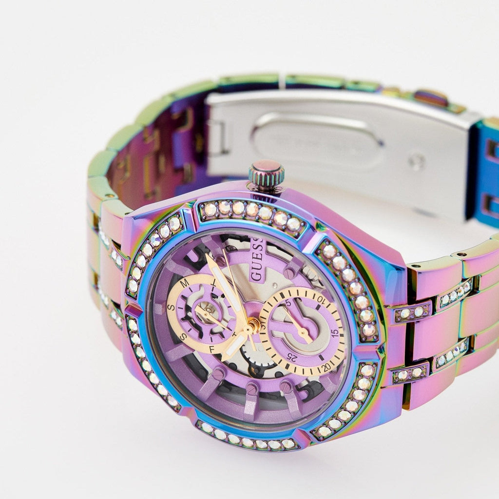 Guess Allara Quartz Purple Dial Purple Steel Strap Watch For Women - GW0604L4 Buy Now By Guess