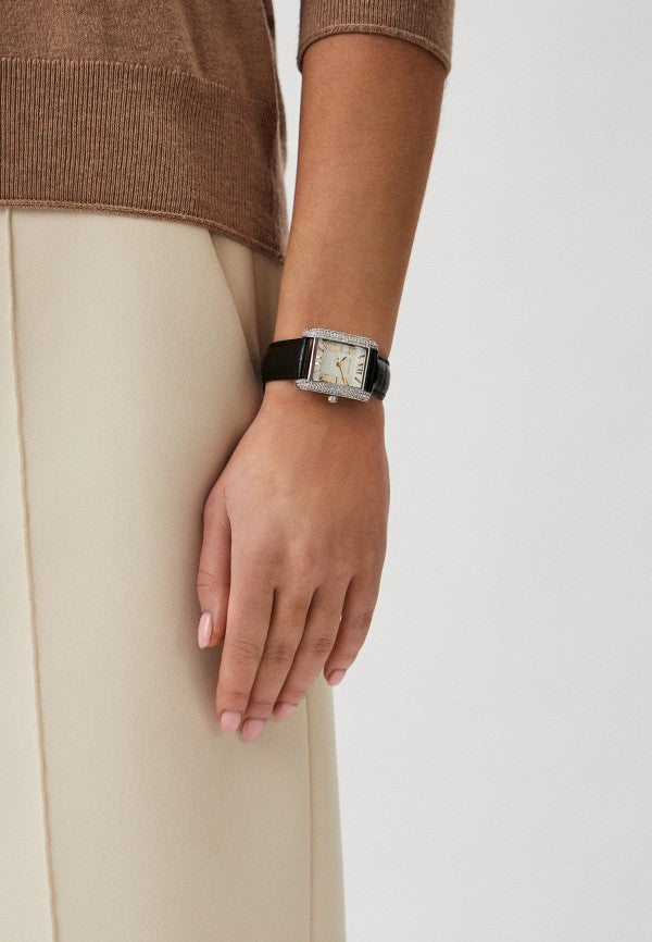 Michael Kors Emery Three Hand Silver Dial Black Leather Strap Watch For Women - MK4696 Buy Now By Michael Kors