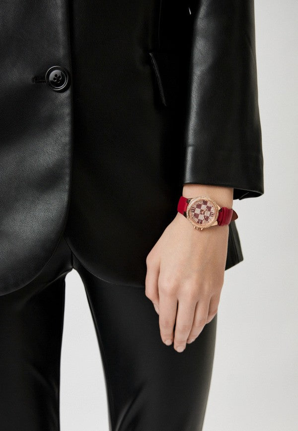 Michael Kors Camille Three Hand Crystals Rose Gold Dial Red Leather Strap Watch For Women - MK4701 Buy Now By Michael Kors