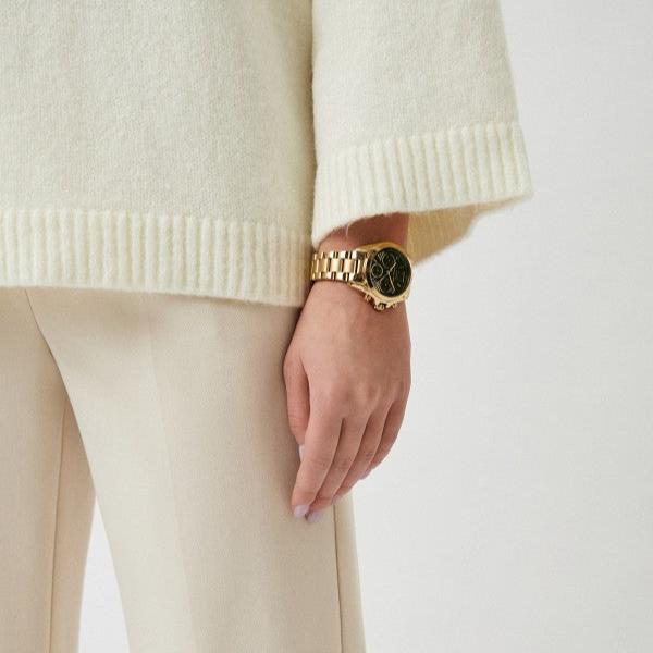 Michael Kors Bradshaw Chronograph Green Dial Gold Steel Strap Watch For Women - MK7257 Buy Now By Michael Kors