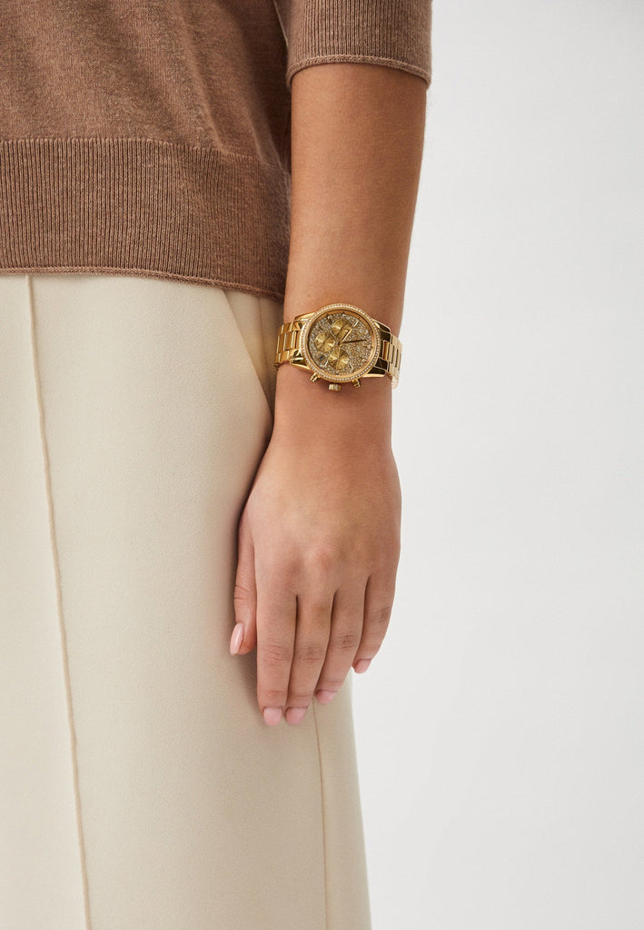 Michael Kors Ritz Chronograph Gold Dial Gold Steel Strap Watch For Women - MK7310 Buy Now By Michael Kors