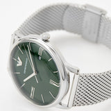 Emporio Armani Minimalist Quartz Green Dial Silver Mesh Bracelet Watch For Men - AR11578 Buy Now By Emporio Armani