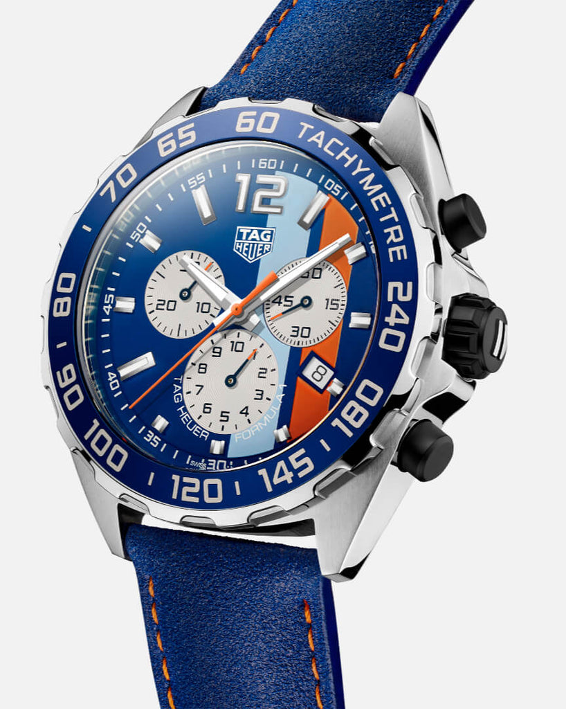 Tag Heuer Formula 1 Gulf Edition Blue Dial Blue Leather Strap Watch for Men - CAZ101N.FC8243 Buy Now By Tag Heuer