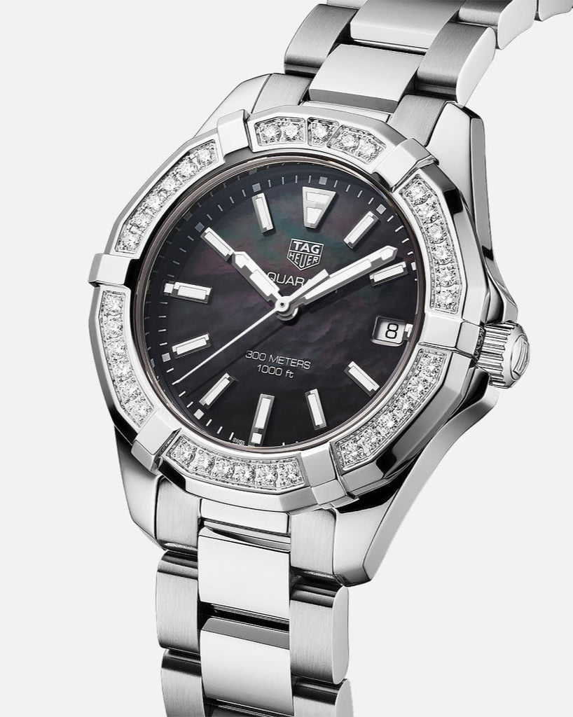 Tag Heuer Aquaracer Quartz Diamonds Black Dial Silver Steel Strap Watch for Women - WAY131P.BA0748 Buy Now By Tag Heuer