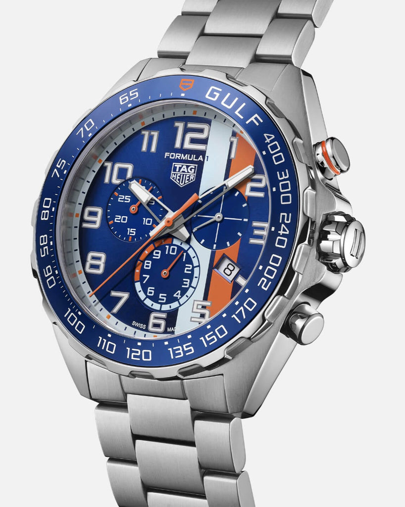 Tag Heuer Formula 1 Gulf Edition Chronograph Blue Dial Silver Steel Strap Watch for Men - CAZ101AT.BA0842 Buy Now By Tag Heuer