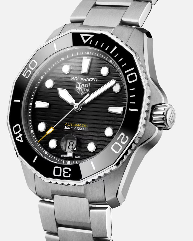 Tag Heuer Aquaracer Caliber 5 Black Dial Silver Steel Strap Watch for Men - WAY201A .BA0927 Buy Now By Tag Heuer