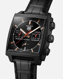 Tag Heuer Monaco Automatic Chronograph Black Dial Black Leather Strap Watch for Men - CBL2180.FC6497 Buy Now By Tag Heuer