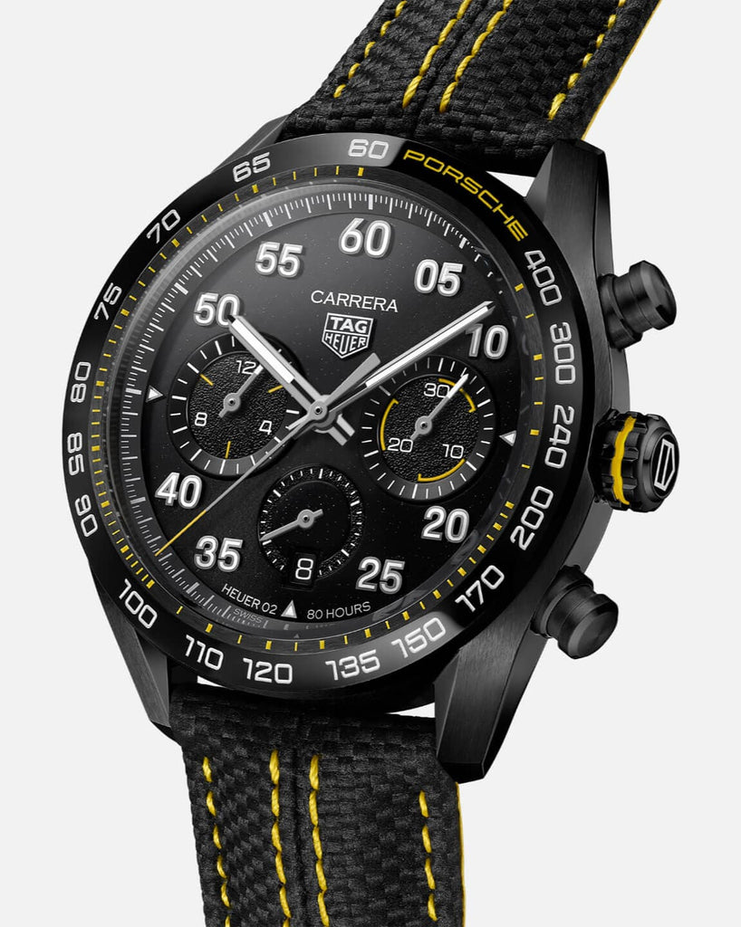 Tag Heuer Carrera x Porsche Automatic Chronograph Black Dial Black Nylon Strap Watch for Men - CBN2A1H.FC6512 Buy Now By Tag Heuer